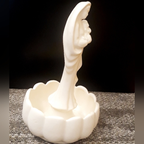 Vintage Ironstone USA Mary and Baby Jesus Standing Holy Water Font / Stoup - Picture 5 of 15